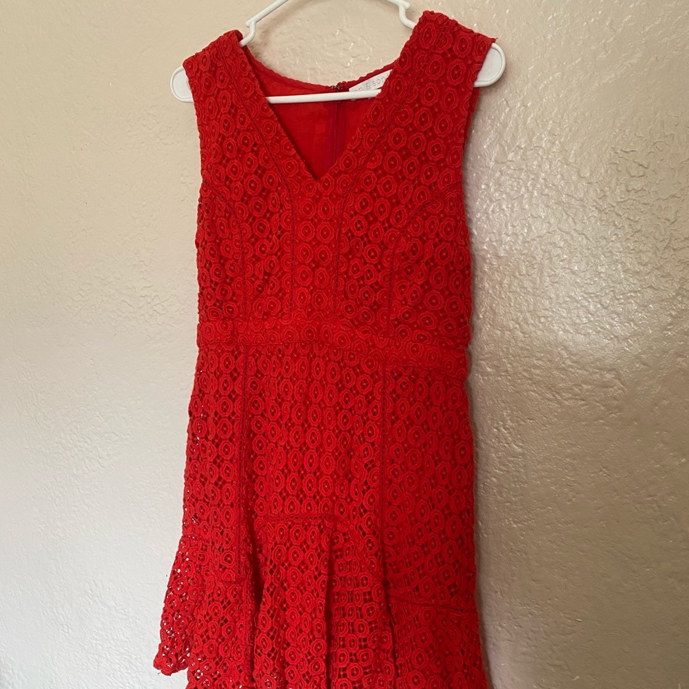 San & Soni (Anthropologie) lace red dress size 12